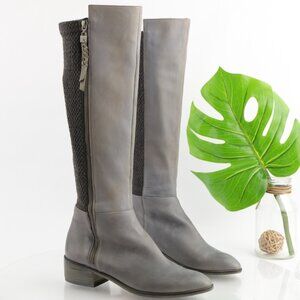 Elliott Lucca Women Rosalind Riding Boot Size 8.5 Tall Gray Leather Elastic Band